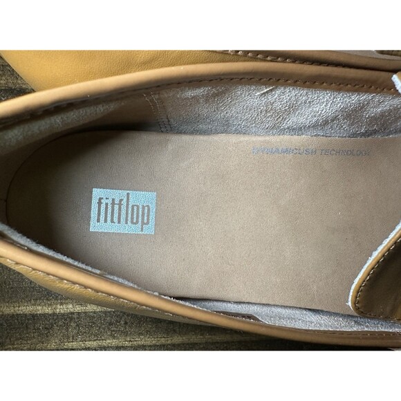 FitFlop Lena Slip On Penny Loafers Flat Shoes Tan Beige Women's SIZE 8 - Picture 7 of 9
